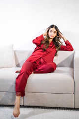 Lacie Silk Sleep Set (Red)