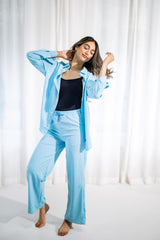 Wrinkled Matching Loungewear Set (Sky Blue)